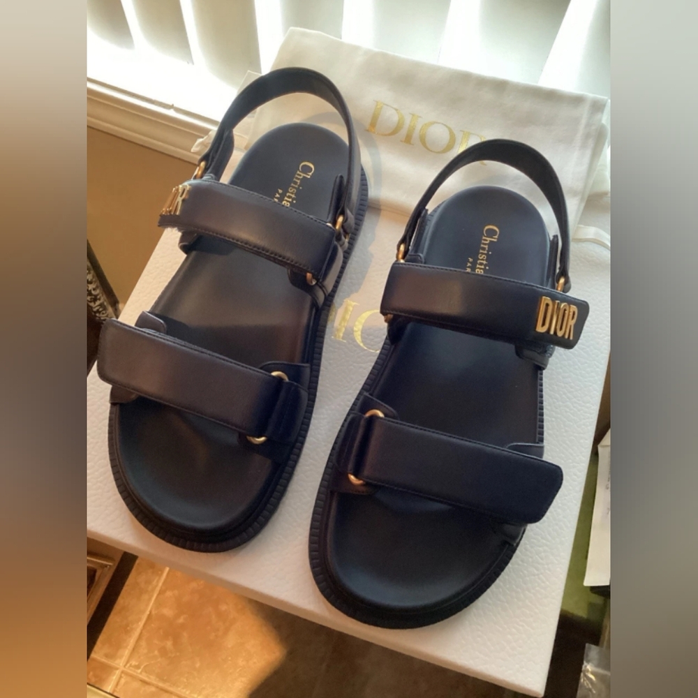 Dior Black Lambskin Sandals